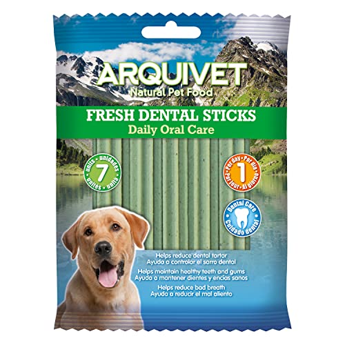 Arquivet Dental Sticks Sabor Menta - Snacks dentales para Perros - Productos higiene Dental Canina - Snacks Naturales - Chuches y golosinas para Perros - Dientes sanos Perros - Caja 28 uds.