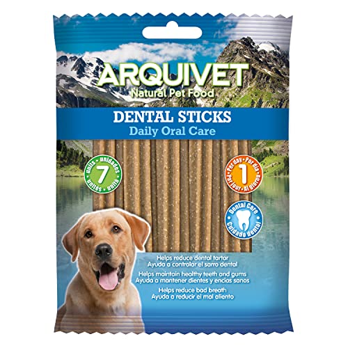 ARQUIVET Dental Sticks - Snacks dentales para Perros - Productos higiene Dental Canina - Snacks Naturales - Chuches y golosinas para Perros - Dientes sanos Perros - Caja 28 uds.