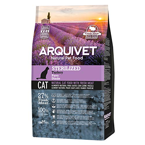 ARQUIVET Pienso esterilizado de Pavo 1,5 Kg para Gatos - Pienso Natural con Carne Fresca de Pavo para Gatos esterilizados Adultos - Alimento Completo para felinos - Sin transgénicos