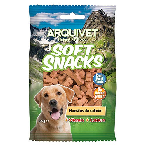 ARQUIVET Soft Snacks Huesitos salmón 100 gr para Perro - Aperitivos para Perro en Forma de Hueso - Chuches, recompensas y premios caninos - Alimento complementario