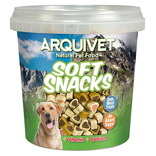 Arquivet Soft Snacks Naturales para Perro en Forma de corazón Mix de sabores - Pollo, Caza, Cordero, salmón y arroz - Chuches para Perro - Golosinas para Perro - 800 g