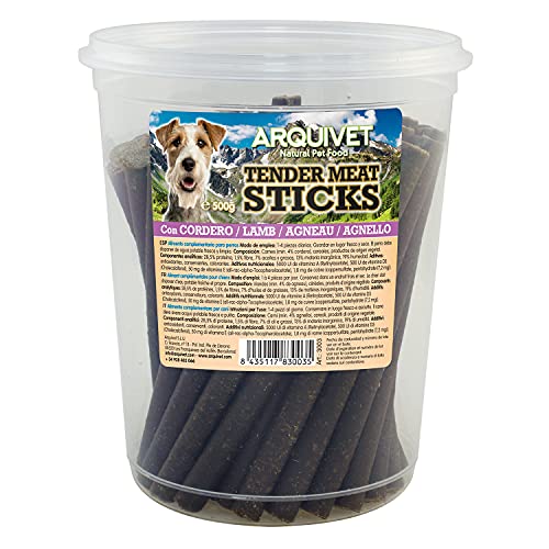 Arquivet Tender Meat Sticks Cordero 500 g - Palitos Blandos para Perros - Snacks, premios, recompensas, chuches, golosinas caninas - Limpia Dientes y refuerza la mandíbula