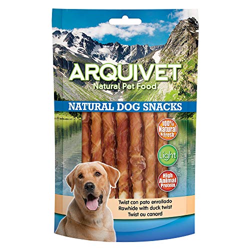 Arquivet Twist de pato enrollado - Snacks Naturales para perros - Chuches para perros - Golosinas para perro - Premios y recompensas para tu mascota - 13 cm - 100 g