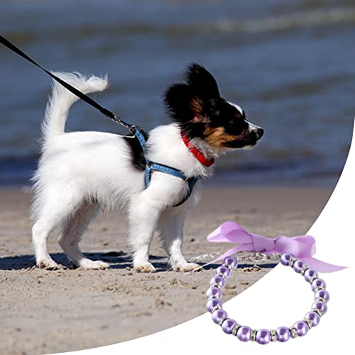 ATHERR Collares ajustables para mascotas, collar de diamantes de imitación, joyería con perlas brillantes, cintas para mascotas, gatos, perros, taza de té Chihuahua Yorkie