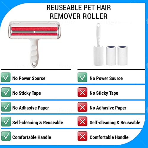 Atlas - Cepillo para eliminar el pelo de animales para perros y gatos - Removedor de pelo reutilizable - Cepillo para quitar la piel de la cama, alfombras, ropa y sofás