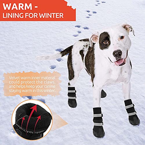 Ausemo Botas Impermeables para Perros Reflectante de Invierno Zapatos para Mascotas Exterior Botines Antideslizantes para la Nieve Protector de Pata para Medio Perros Grandes,Red,X