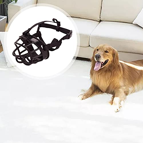 AUTUUCKEE Bozal para perro, cesta de silicona suave, transpirable, para perros, permite jadear y beber, para anti ladridos y antimasticar (negro, tamaño: 34-38 cm)