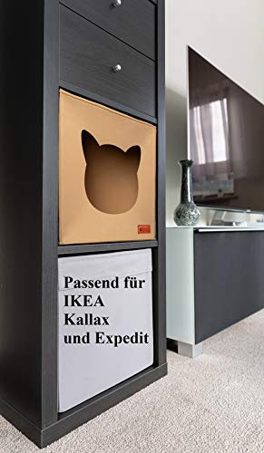 AVEELO Cueva para gatos de fieltro con suelo antideslizante, apta para estantería IKEA Kallax y Expedit, con cojín extraíble, cueva de fieltro para gatos y perros pequeños, cesta para gatos (beige)