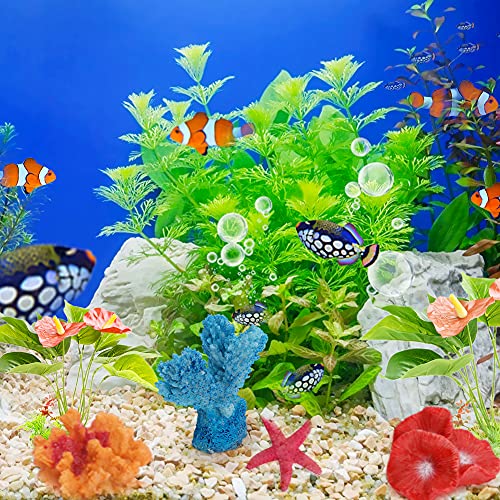 Aytop Coral sintético, realista artificial para acuario, plantas de corales, ornamentos de resina colorida, coral marino artificial para acuario o pecera, decoración paisajística, paquete de 6