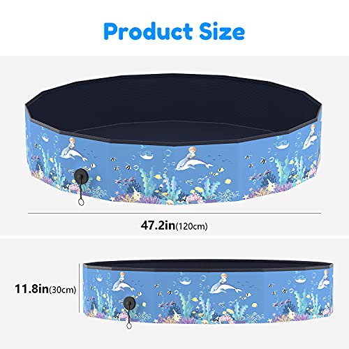 Aytop - Piscina para perro plegable, para bañera de PVC para perro, diseño antideslizante para niños, piscinas con pelotas, patujaritas para perros pequeños y gatos, color azul (120 cm x 30 cm)