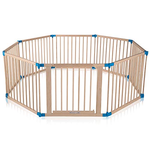 Baby Vivo Parque corralito Plegable Puerta Robusto Bebe Barrera de Seguridad hecho de Madera con Puertas - ajustable individualmente - 8 Elemente PREMIUM