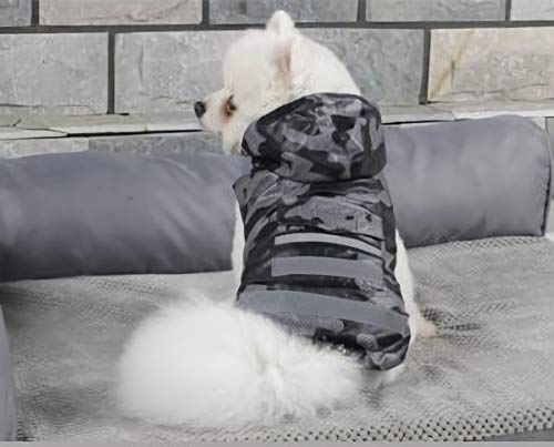 Babydog Abrigo Chaleco Impermeable para Perro con Capucha, Forro Transpirable y Sin Mangas, Cierre Velcro, Bolsillo Espalda, Modelo Camuflaje Militar (M, Negro)