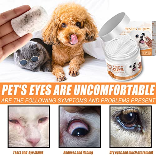 Bagalqio Paquete de 60 toallitas para Ojos de Perro | Toallitas para Ojos de Limpieza fáciles y seguras para Perros | Eliminación rápida de Manchas de lágrimas, costras de Ojos de Perro y secreción