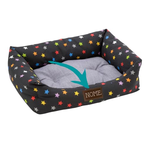 Baroni Home Cama para perros personalizable, de tela gris y estrellas, talla L, suave sofá para perros y gatos, cómoda para dormitorio, salón, pasillo, lavable 70 x 85 cm