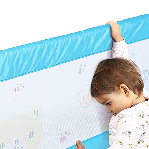 Barrera de seguridad plegable para cama infantil, protección anticaídas, 150 cm/180 cm, 2 colores (azul, 180 x 64 cm)