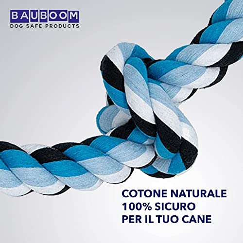 BAUBOOM - Cuerda de algodón natural de 5 nudos + Bola de algodón natural gratis - Cuerda interactiva para perros grandes, larga y duradera - Juguetes para perros de razas grandes y medianas