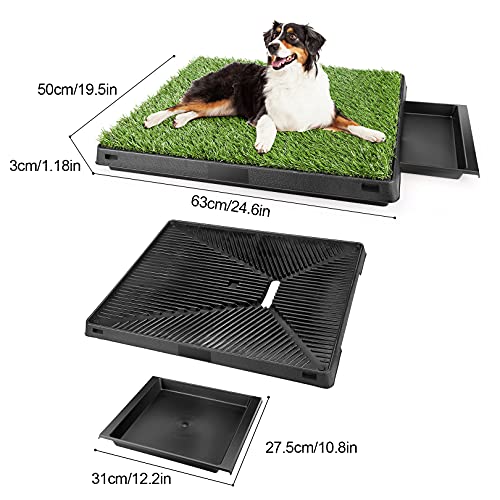 Befied Inodoro para perros con césped artificial, base de entrenamiento para interior para perros y animales, 63 x 50 x 7 cm (largo x ancho x alto)