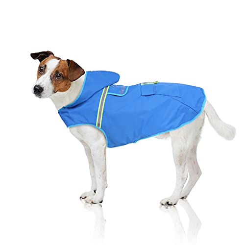 Bella & Balu Chubasquero de perro - Impermeable para mascotas con capucha y reflectores para proteger a su perro en paseos largos del frío, la lluvia o la nieve en épocas frías. (XS | Azul)