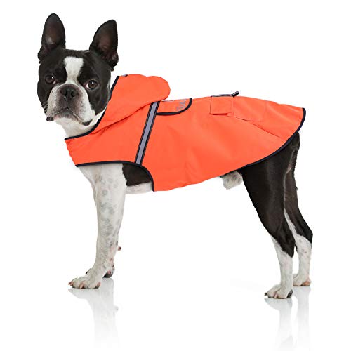 Bella & Balu Chubasquero de perro - Impermeable para mascotas con capucha y reflectores para proteger a su perro en paseos largos del frío, la lluvia o la nieve en épocas frías.(S | NARANJA)