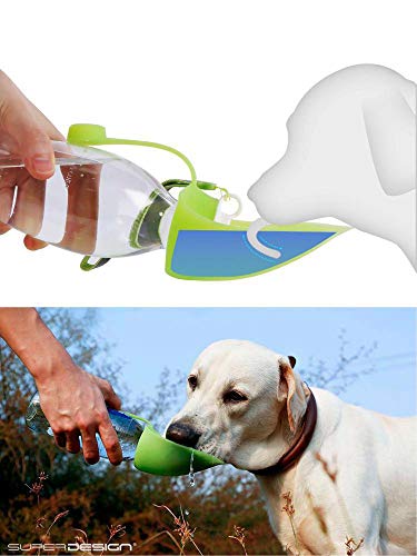 BePetMia Botella de Agua portátil de Viaje para Perros, Tapa Plegable como Cuenco, Botella de Agua de Silicona para Perros, Exterior, 580 ml (Gris)