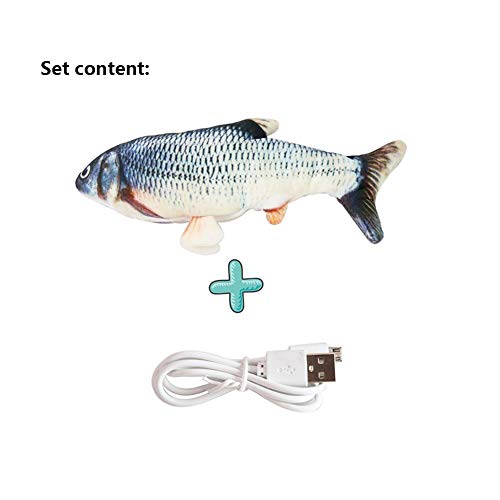 Bikirin Juguetes del Perro [Peluche de juguete eléctrico de simulación Fish con carga USB] Productos Interactivos Interesantes para Perrito Domésticos Ideal para Morder, Masticar y Patear