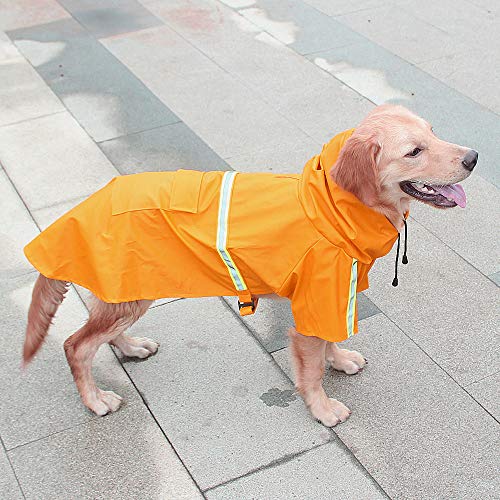 BLEVET Mascota Perro Impermeables con Capucha Chubasqueros para pequeña Medianas Grandes Perros MZ058 (XXL, Orange)