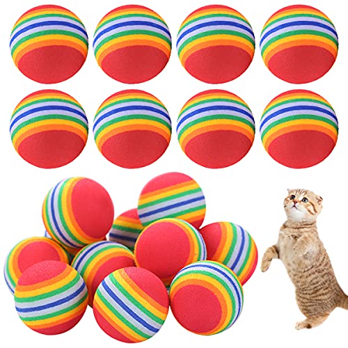 Bola de Gato,Regerly 20Pcs Bolas de Juguete para Gatos Bolas de Gato de Colores Suaves Gato Bola de Esponja de Espuma Suave para Perros y Gatos