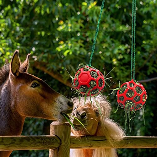 Bola de juguete alimentador de heno para tratar caballos, juguete de alimentación colgante de 5.3 pulgadas, alimentador de cabras, juguete de alimentación colgante, alimentador de cabras (6 pcs)