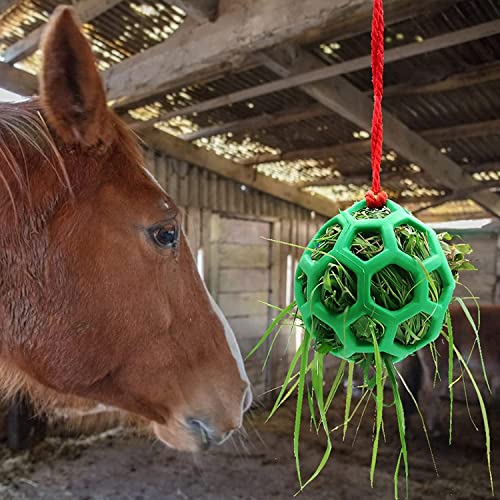 Bola de juguete alimentador de heno para tratar caballos, juguete de alimentación colgante de 5.3 pulgadas, alimentador de cabras, juguete de alimentación colgante, alimentador de cabras (6 pcs)