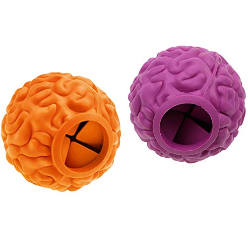 Bolas de comida para perros, diseño de bola de goma interactiva -2 unidades， azul