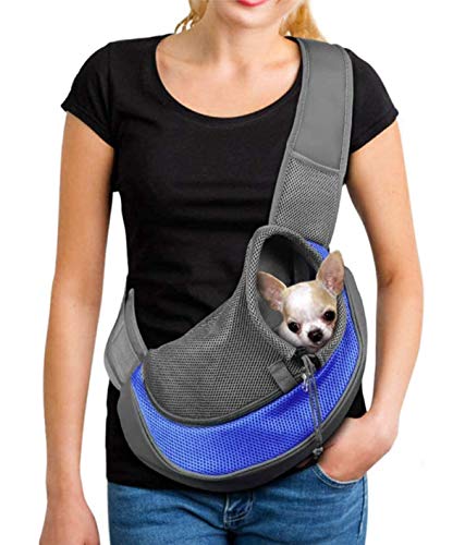 Bolsa de transporte para perros pequeños y cachorros, con manos libres, bolsa de transporte de malla para mascotas, bolsa de transporte para mascotas