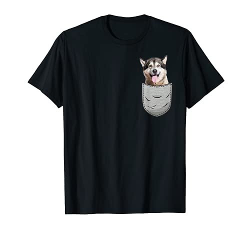 Bolsillo pectoral del Alaskan Malamute para dueños de perros Camiseta
