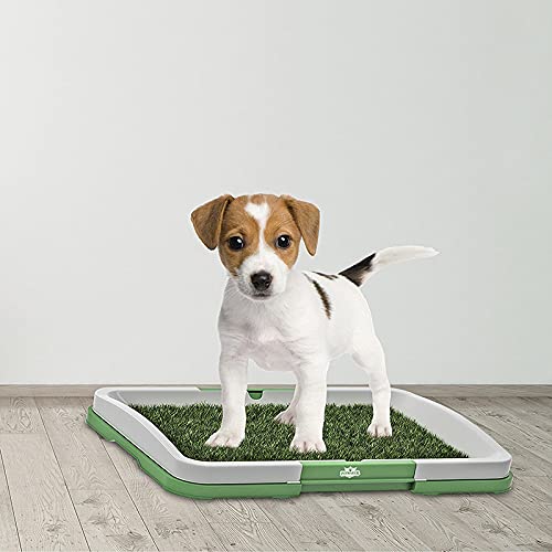 Bomoya Almohadilla para orinal de perro portátil con hierba artificial desmontable para mascotas con rejilla cachorro de baño entrenador césped parche 3 capas