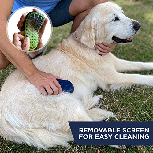 Bonza cepillo de masaje para perros y gatos, fácil de limpiar con pantalla extraíble, cerdas de silicona suaves para tu mascota