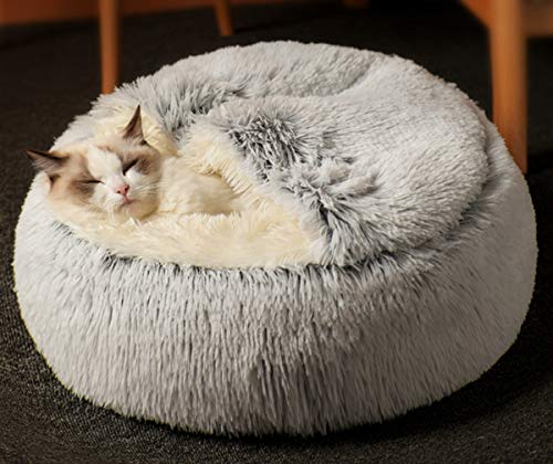 BoruisX Cama grande para gatos, acogedora cueva para perros, tienda de campaña, cálida cama para cachorros, suave cojín antideslizante lavable (50 x 50 cm, gris2)