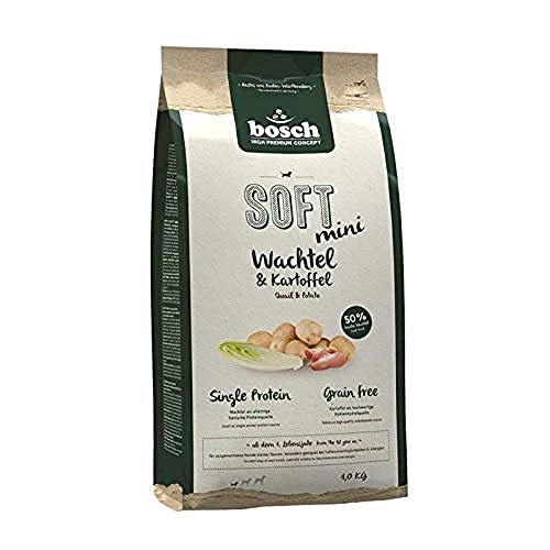 bosch HPC SOFT Mini Quail & Potato | Alimento semi-húmedo para perros adultos de razas pequeñas | Monoproteico | Sin cereales | 1 x 1 kg