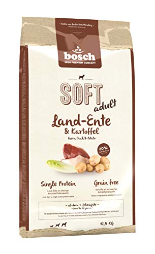 bosch HPC SOFT Pato de tierra y patata | Alimento semi-húmedo para perros adultos de todas las razas | Monoproteico | Sin cereales | 1 x 12,5 kg