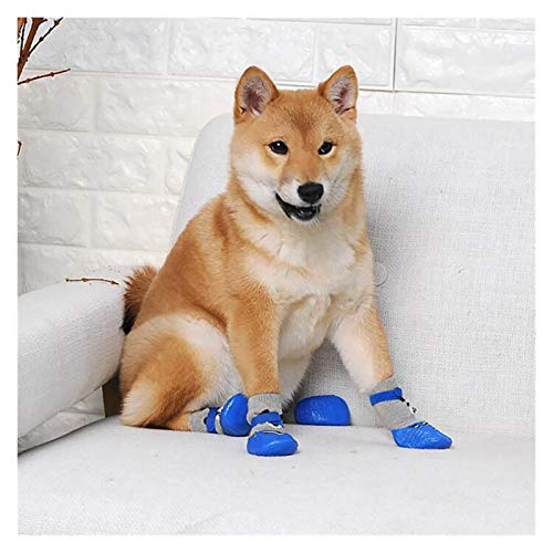 Botas Para Perros,Zapatos Para Perros 4 unids / conjunto botas de caucho de algodón de algodón impermeable antideslizante perro lluvia calcetines de nieve calcetines para cachorros pequeños gatos perr
