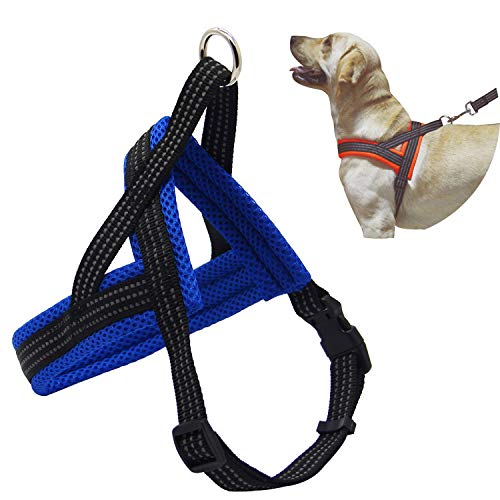 BPS® Arnés Correa para Perros Mascotas Collar Ajustable 4 Tamaños Colores para Elegir para Perro Pequeño Mediano y Grande (L, Azul) BPS-3883A