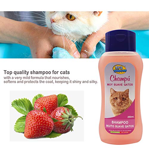 BPS Champú Muy Suave para Gato 250ml Shampoo Animales Domésticos Seguro y Natural Diseño para Todo Tipo de Razas BPS-4288