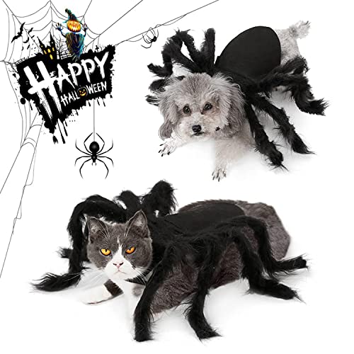 BRONG - Disfraz de Halloween para gatos y perros pequeños, diseño de araña, ajustable, para Halloween, cosplay, decoración de fiesta (S)