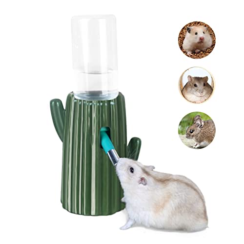 BUCATSTATE Bebedero Hamster con Soporte Cerámico, 120ml Sistema antigoteo Botella de Agua de para Animales pequeños Disponesador de Agua para Cobayas, Conejos- Accesorios para Jaulas