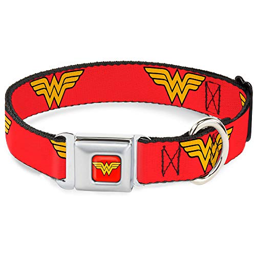 Buckle Down 9 – 15 "Wonder Woman Logo Rojo Collar de Perro