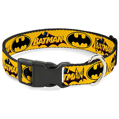 Buckle Down Vintage Batman Logo & Bat señal 3 Amarillo plástico Clip Collar