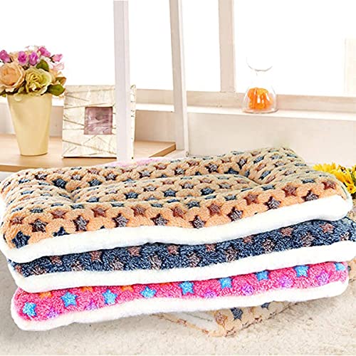 BundleMall 3 piezas de cama de felpa de animales pequeños, cálida manta mullida para cachorro, almohadilla de felpa para dormir, conejo, chinchilla, ardilla (pequeño: 45 x 30 cm, azul+marrón + rosa)