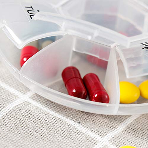 Busirde Píldora de plástico de Almacenamiento portátil Caja semanal 7-Días Ronda Vitaminas Organizador Medicina dispensador Titular