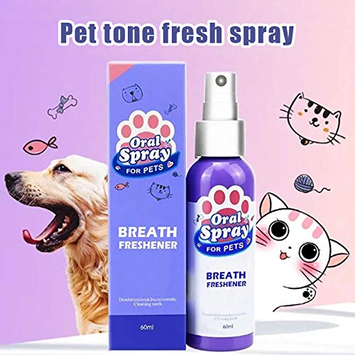Byilx Mascotas Spray Perro Cuidado Oral Malo Aliento Limpieza de Dientes Aliento Ambientador de la Placa Removedor