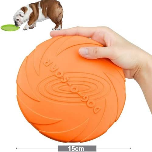 CABLEPELADO Pack 2 Frisbee para Perro Juguete Disco Volador para Perro 15 cm Naranja y Verde