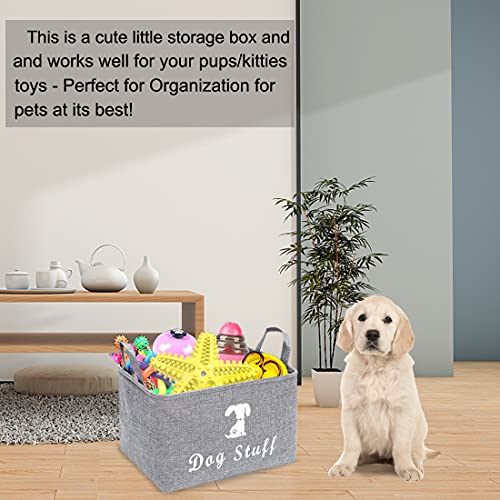Caja de juguetes para perros, cestas de juguete para gatos, con mango de madera para perros, cesta de lavandería, almacenamiento, organizador de sala de estar (C:15 x 10.6 x 9.8 pulgadas, gris claro)