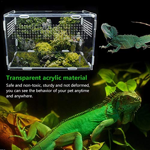 Caja de reproducción de reptiles Aional, lagarto, ciempiés, araña, camaleón, terrario, caja ornamental, terrario acrílico, caja transparente